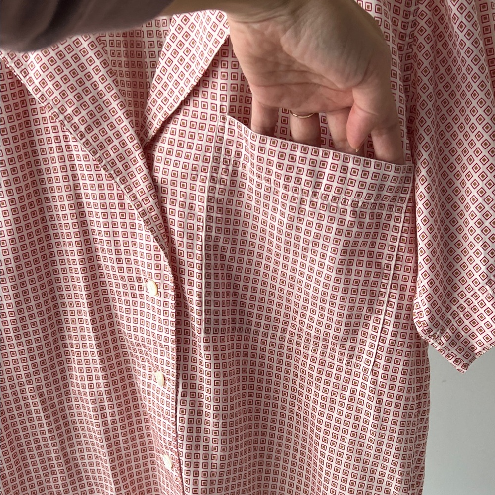 Vintage Gucci Pink Red Brown printed Checkered Casual Shirt 42 aprox S M - Picture 2 of 8